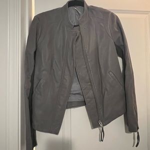 Free People Grey Leather Jacket